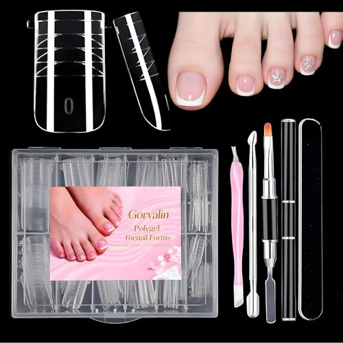 240 PCS Unghie Finte - Kit Dual ToeNail Form Riutilizzabili per Unghie Acriliche, Lunghe e Quadrate con Scala Graduata - Strumenti per Nail System (Trasparente)