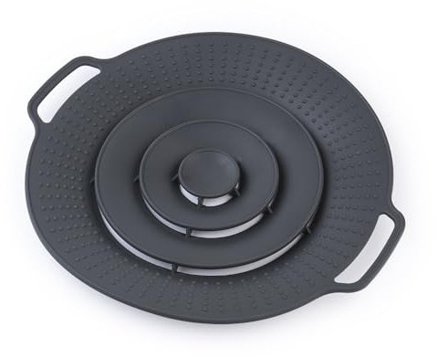 Tapa protectora de silicona de 30 cm, protección contra salpicaduras para horno, microondas y cuencos, resistente al calor, apta para lavavajillas y universal, color negro