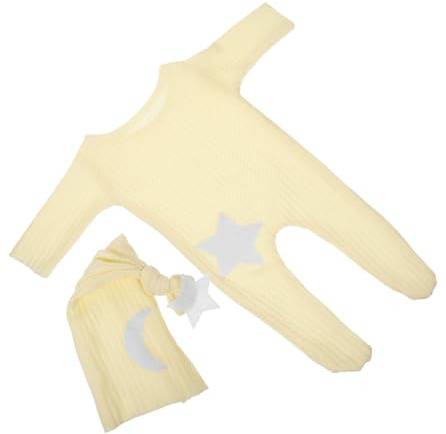 NUOBESTY 1 Satz Sternen Mond Babystrampler Neugeborenen Fotografie Outfit für Jungen Weicher Hautfreundlicher für Fotoshootings Shower Teilig Eiergeel