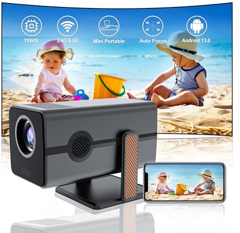 Xnano Mini-projektor med WLAN och Bluetooth, bärbar 300 ANSI-videoprojektor med 4K-avkodning, filmprojektor kompatibel med iOS/Android/Windows/TV-tick/USB/HDMI