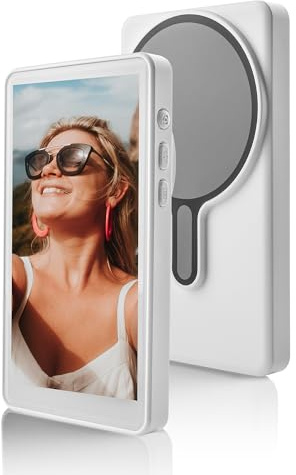 MOJOGEAR VS3 Moniteur de vlog à selfie sans fil + filaire - Écran IPS de 4,02 pouces pour caméra arrière de smartphone - Moniteur Vlog avec batterie 1500 mAh et télécommande Bluetooth - Blanc