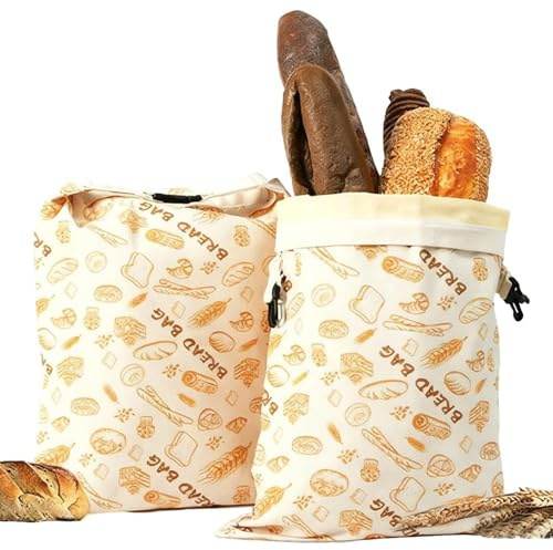 Sacchetti di pane in cera d'api per pasta madre, confezione da 2 sacchetti di pane in cera d'api per pasta madre, contenitori riutilizzabili con rivestimento naturale, mantengono fresco il pa