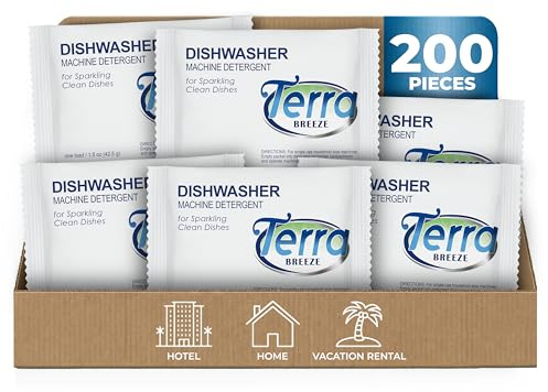 Terra Breeze Detergente en polvo automático para lavaplatos, paquetes de 1.5 oz