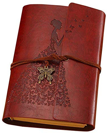 MaleDen Carnet de croquis vintage en cuir, à reliure spirale, rechargeable, carnet de voyage avec pages vierges pour femmes filles Cadeaux, marron, a6