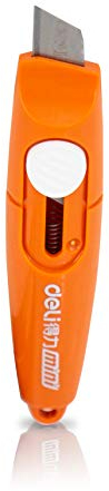 Mini Cutter-Messer Deli SK5 mit ultrascharfer Klinge - Folierer- Grafikmesser (Orange)