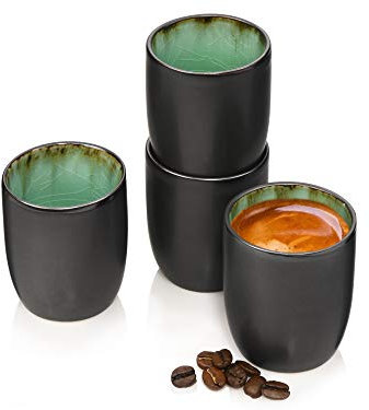 Sänger | Espressobecher Palm Beach, 4-teiliges Espressbecher Set aus Steingut, Füllmenge 70 ml | PREMIUM COLLECTION