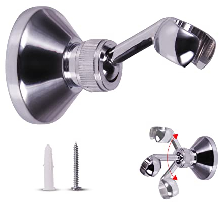 Beerwell Shower Head Holder - Wall Mount Shower Bracket - Brass 360 Degrees Adjustable Shower Holder Replacement