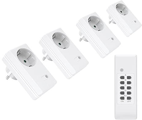 conecto Funksteckdosen Set (4x Funksteckdose, 1x Funkfernbedienung), Indoor, weiß, SA-CC50697