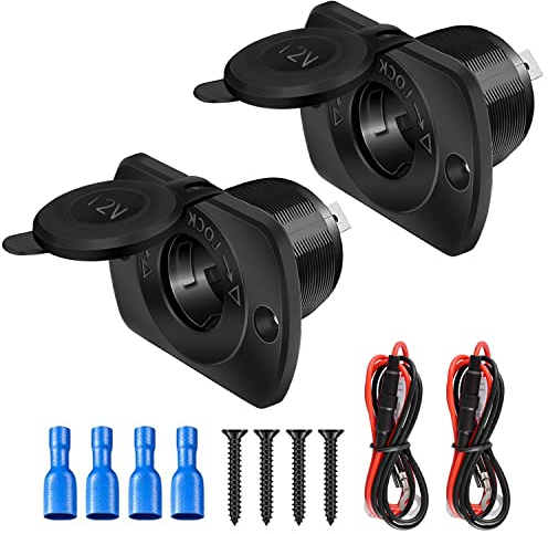 Sweetone Zigarettenanzünder, 12v Steckdose, Zigarettenanzünder Steckdose Wasserdicht Marine Grade 12V-24V Gleichstrom-Feuerzeugsteckdose Steckdose für Auto, Boot, Motorrad (2pcs)