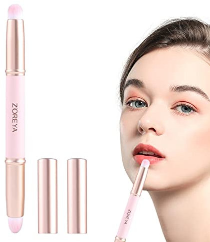 Lippenpinsel mit Kappe | Doppelseitiger Lipgloss-Pinsel | Reise-Make-up-Pinsel mit Deckel, Lidschatten-Grundierung, Make-up-Pinsel, Werkzeug-Applikatoren Lingjiong