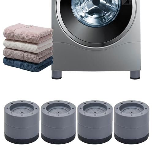 4 Piezas Patas Soporte Antivibracion Lavadora, Almohadillas Antideslizantes para Pies de Lavadora, Amortiguador de Vibraciones para Lavadoras y Secadoras Gris (6cm)