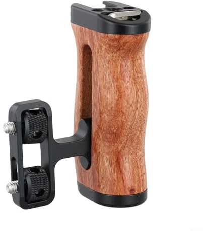 Zoegneer Poignée latérale en bois pour appareil photo avec griffe, accessoire de photographie pour appareils photo reflex numériques, alliage d'aluminium et palissandre (poignée en bois)