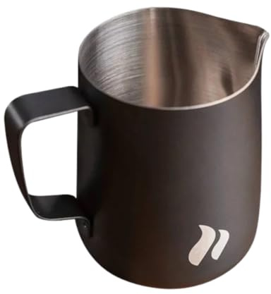 roastmarket everyday essentials Milchkännchen 350ml schwarz – Ideal zum Milchaufschäumen - Für Cappuccino & Latte Art – Aufschäumkännchen mit speziellem Latte Art Ausguss - Barista Zubehör