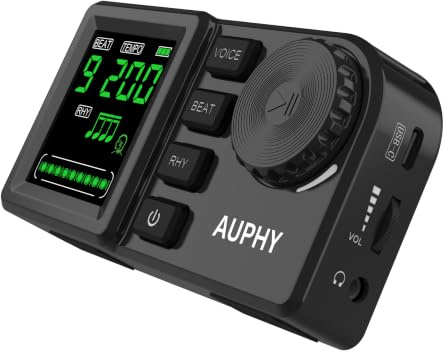 AUPHY Digital Metronome Rechargeable with Vocal Counting, Portable Silent Practice Rhythm Trainer, Visual Beat Display, Long Battery Life, Metronome for Piano Guitar Drums, Metronome for Kids