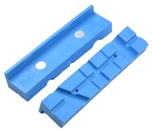 Almohadillas magnéticas para mordazas, tiras protectoras de poliuretano antideslizantes con múltiples ranuras para sujetar acero, madera, cobre, azul, 14 x 4 x 3 cm, paquete de 2