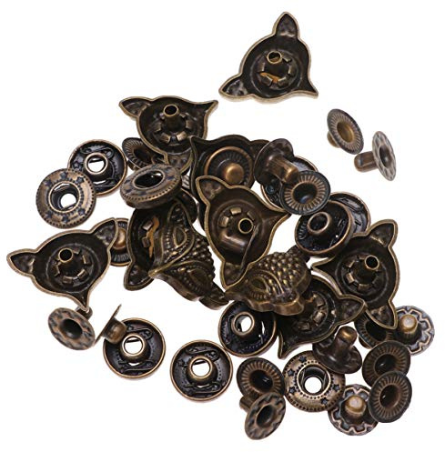 10 Set Antique Snaps Button Bronze Vintage Metal Snap Leather Fastener Clasp for Handbag Purses Bags Clothes Leather Sewing Craft DIY