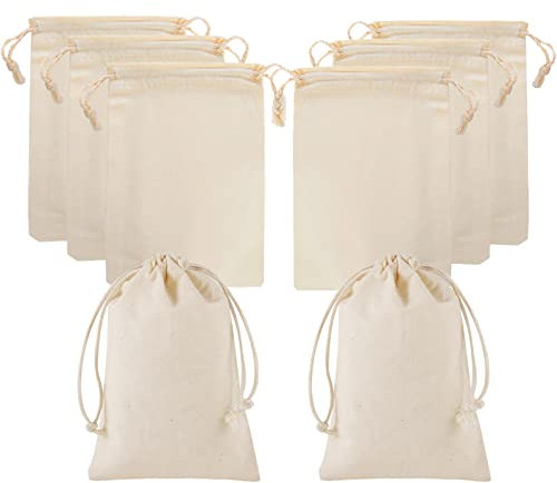 50 Stück Stoffbeutel zum Bemalen, 15x10cm Stoffsäckchen mit Zugband DIY Baumwollbeutel Klein Säckchen zum Befüllen Adventskalender Kindergeburtstag Hochzeit