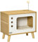 PawHut Katzenhaus, Katzenkiste TV-förmige mit Spielball, Kratzmatte Indoor Katzenhütte Katzenschrank Katzenunterstand Katzenbett, Katzenhöhle für Innen Draußen 50 x 28 x 43 cm Eiche+Beige+Weiß