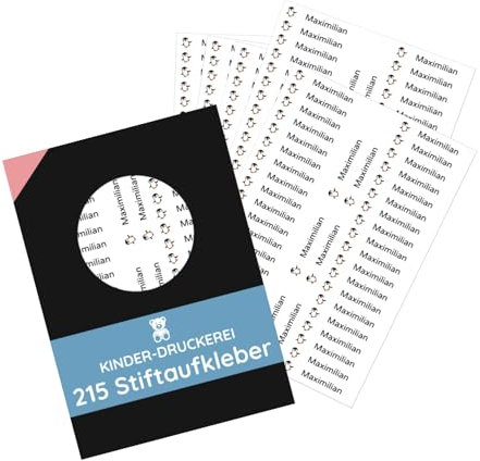215 Stück personalisierte Stiftaufkleber Stiftetiketten 40x6 mm - Namensaufkleber mini/sehr klein - Aufkleber für Stifte, Buntstifte, Füller/Wasserfest/Kratzfest (Weiß, Set 215 Stück)
