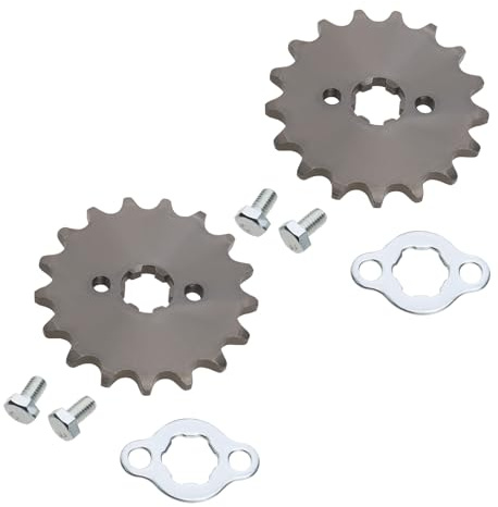 EMSea 2 Jeux de Pignons de Moteur Avant de Moto 420 17T 17 Mm avec Vis de Fixation Et Rondelles Compatibles avec 50 CC 70 CC 90 CC 110 CC 125 C Pit Bike Mini ATV Quatre Roues