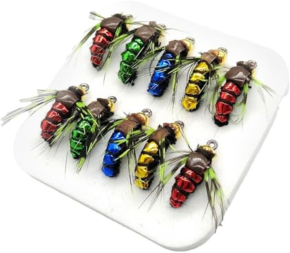 Assortiment De Mouches À Truite Et Bar, Assortiment De 10 Mouches Sèches pour Pêche À La Mouche, Mouches d'eau Salée Et d'eau Douce Spinner Swimbaits, Appâts De Pêche À La Mouche Bionique