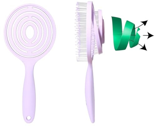 Haarbürste ohne Ziepen für Damen,Herren & Kinder-Entwirrbürste für Locken,nasse, feine & lange Haare, Entwirrbürste & Detangler Bürste mit Spiralfeder aus recyceltem Material-Hair Brush (Lila)