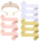 Sctmda Fascia Compleanno 10 Pezzi Fasce Bianche Raso Tiara Compleanno Oro Rosa Compleanno Fascia Fascia a Tracolla di Raso Vuoto Coroncina Compleanno Fascia Decorativa in Raso per Feste di Nozze