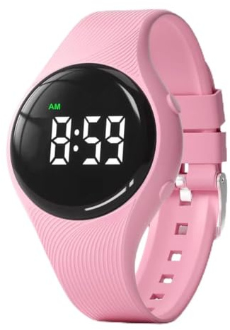 e-vibra montre d'apprentissage de la propreté - vibrante silencieuse et résistante à l'eau - rappel médicale rechargeable - alarme et écran de verrouillage, rose