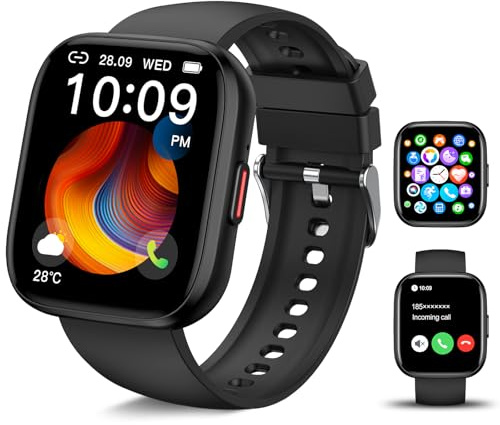 HNCY Smartwatch Uomo Donna, 1.85'' Orologio Smart Watch Uomo con Chiamata Bluetooth, Italiano Fitness Tracker con Cardiofrequenzimetro/Sonno per Android iOS, Impermeabil IP68, 100+ modalità Fitness