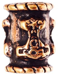 WINDALF Vikings Haar & Bartperle MJÖLNIR 13 mm Celtic Thorshammer Haarschmuck Bartschmuck Hochwertige Bronze