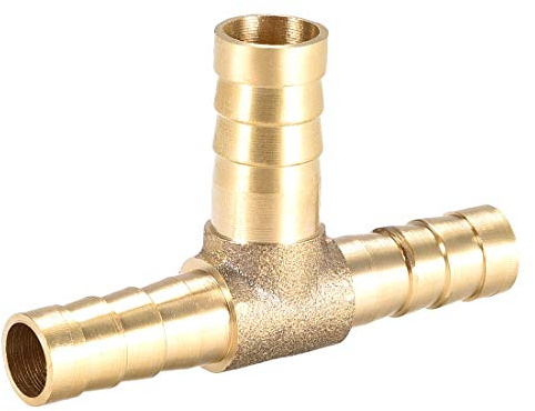 uxcell 8x10x8mm Brass Hose Reducer Barb Fitting Tee T-Shaped 3 Way Barbed Connector Air Water Fuel Gas