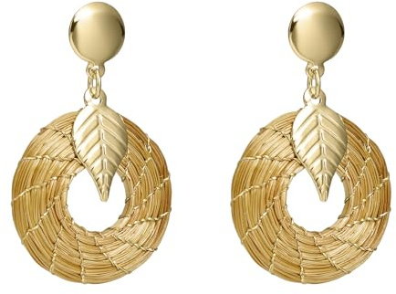 VERA NAVARRO - Pendientes Mandala Abierta Oro Vegetal - Ø 20 mm - Aro, Cierre Rosca - Hecho a Mano 100% Natural