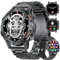 SUNKTA Herren Smartwatch mit Anruf Bluetooth für Android iOS 400 mAh 100+ Sport Modus Männer Smartwatch 2 Armbänder schwarz Edelstahl Smartwatch Herren Herzfrequenz Schlaf Gesundheit Monitor