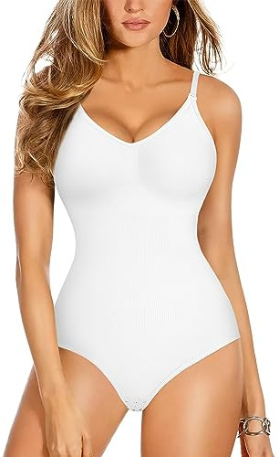 Gotoly Body Modellante Donna Shapewear Body Contenitivo Modellante Spallino Regolabile Intimo Snellente Shaper Pancia Piatta Dimagrante Shaping Bodysuit Bustier Seamless Fajas (M/L, Bianco)