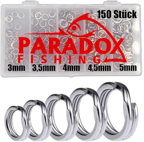 Paradox Fishing Sprengring Set 150 Stück I Sprengringe Angeln Sprengringzange Wirbel Angeln