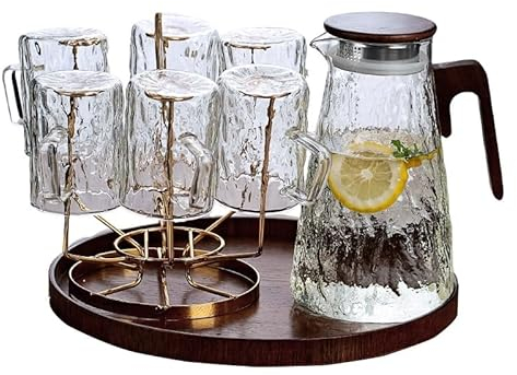 Carafe d'eau Bouilloire froide en verre grande capacité ménage blanc frais tasse d'eau bouillante ensemble théière Carafes (Color : B)