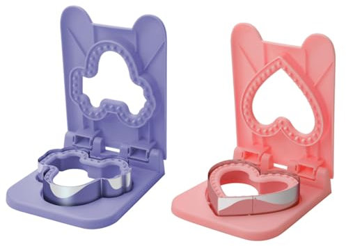 MIEDEON Breakfast Sandwich Cutters for Kids Sandwich Maker DIY Sandwiches Cutter and Sealer Cookie Cutter Stainless Steel Baking Tools (Purple+Pink,6.37X4.92IN)