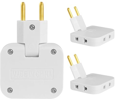 3 stycken platta kontakter flera uttag, platt plugg med 3 adaptrar, uttagsadapter platt med 180° vridfog, EU-till-US-adapter för hem, kontor, resor