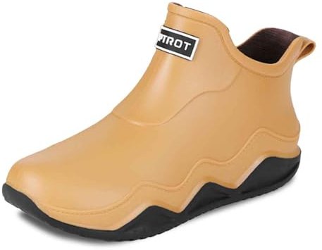 Sfwqoifou gummistiefel damen bunt, Gummistiefel Herren Halbhoch Weit Wasserdicht Barfuß Gummistiefeletten Bequem Sommerstiefel Rutschfeste Leichte Reitstiefel Hiking Boots Unisex Galoschen, Khaki, 39