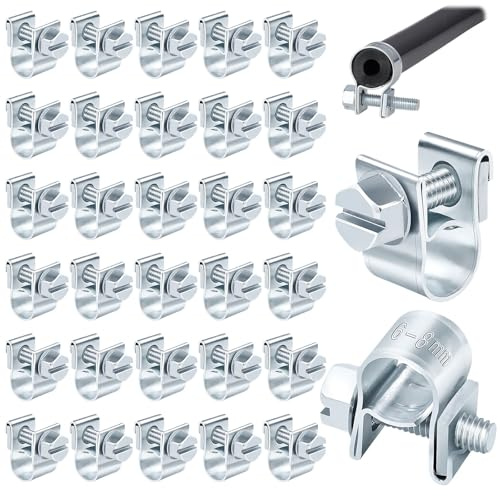 30 Pièces Collier Durite Petits, 6 à 8 mm Colliers De Serrage Réglable Colliers De Serrage Galvanisés, Pour Silicone Tuyau, Conduites D'échappement, Carburant Tubes