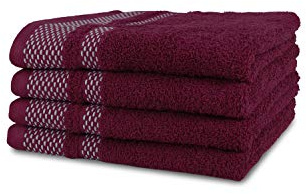 jilda-tex Handtuch Duschtuch Frottierware Set 100% Baumwolle Verschiedene Größen/Farben (4 x Handtücher, Beere)