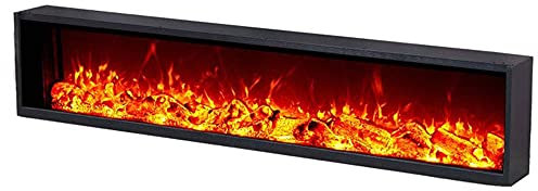 BDXZJ Electric Fireplace Heater Built-In Electric Fireplace Remote Control Simulation 3D Flame Decoration Furnace Core Panoramic Design, Black