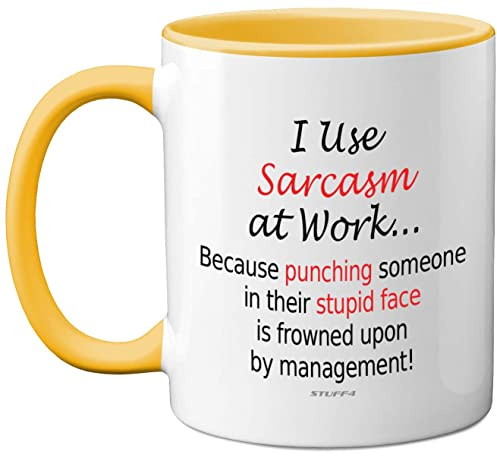 Funny Mugs for Women and Men, I Use Sarcasm at Work | Work Desk Novelty Mugs for Colleagues, Secret Santa Funny Gifts, Gift Christmas Birthday Present Idea