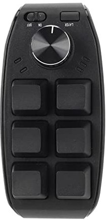 Bewinner Tastiera Meccanica a Una Mano, Tastiera da Gioco Portatile a 6 Tasti, Tastiera di Gioco Multifunzionale con Tasti di Scelta Rapida Tastiera Meccanica USB con Manopola per Giochi (BT