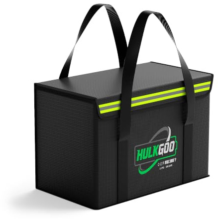 HulkGoo 12V 100Ah LiFePO4 Lithium Battery Fireproof Safe Bag Large Capacity Explosion-Proof Container LiPO Guard Protective Case Waterproof Storage Box(14 * 9.5 * 7.8inch)