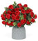 JUSTOYOU 4 Bunches Artificial Red Roses,Silk Rose Bouquets with Eucalyptus Leaves,Faux Rose Fake Flower with 44 Rose Heads for Wedding Home Birthday Party Arrangment Garden Decoration（Red）
