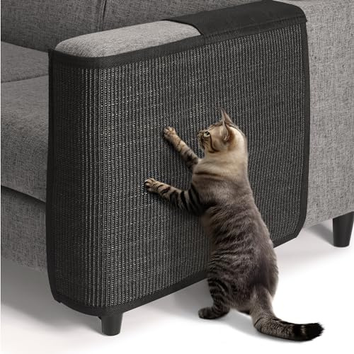 Navaris Rascador para Gatos - Protector para Esquina Izquierda de sofá o sillón - Afilador de uñas de sisal para Mascotas - para el Lado Izquierdo en Negro - 50 x 70 cm