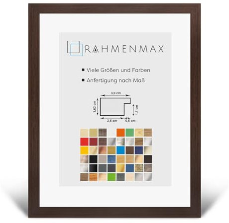 RahmenMax Morena Bilderrahmen Posterrahmen 38x98 cm Eiche Dunkel Wenge Mooreiche Dekor 98x38 cm mit weisser Rückwand und klarem Acrylglas
