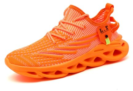 ZDFQLGV Herr utomhus vinter fodrade skor vattentäta varma plyschläder vandring vandring löparskor sneakers halkfria mode fitness bekväm lätt, En orange, 44 EU