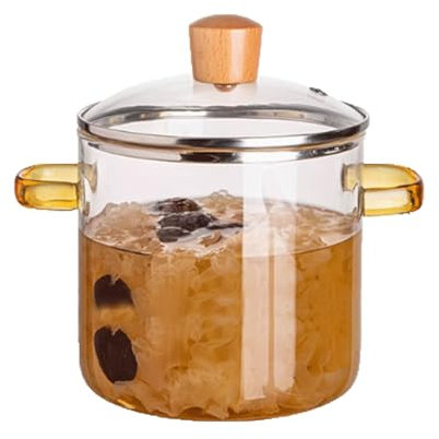 Vllentin Pentola da Cucina in Vetro,Pentola per Zuppiera,Pentola Trasparente,casseruola in da 1.6 L,2.3L,con Doppi Manici,con Coperchio,per zuppa Pasta Latte tè